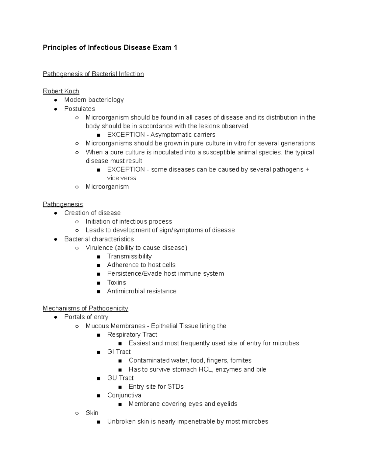 Infectious Disease Part 8 - Principles Of Infectious Disease Exam 1 ...