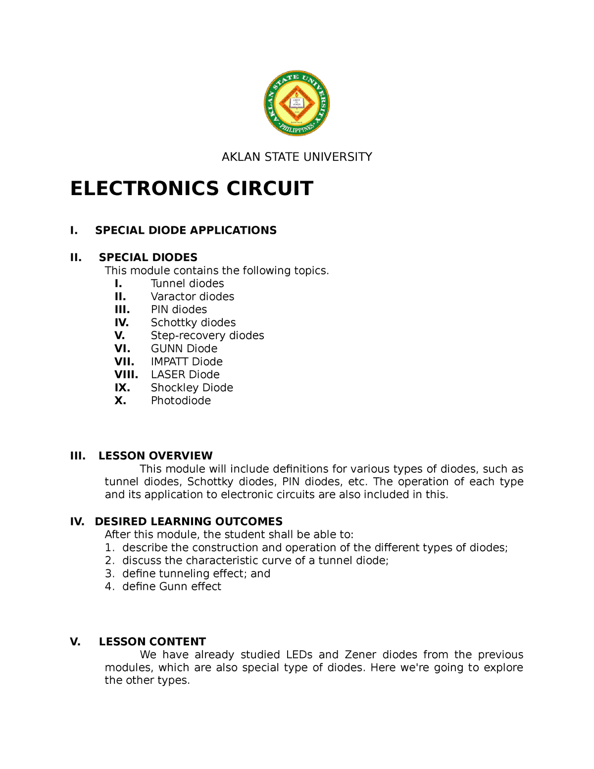 Electronics Circuit(Devices and Analysis) Special Diode Applications