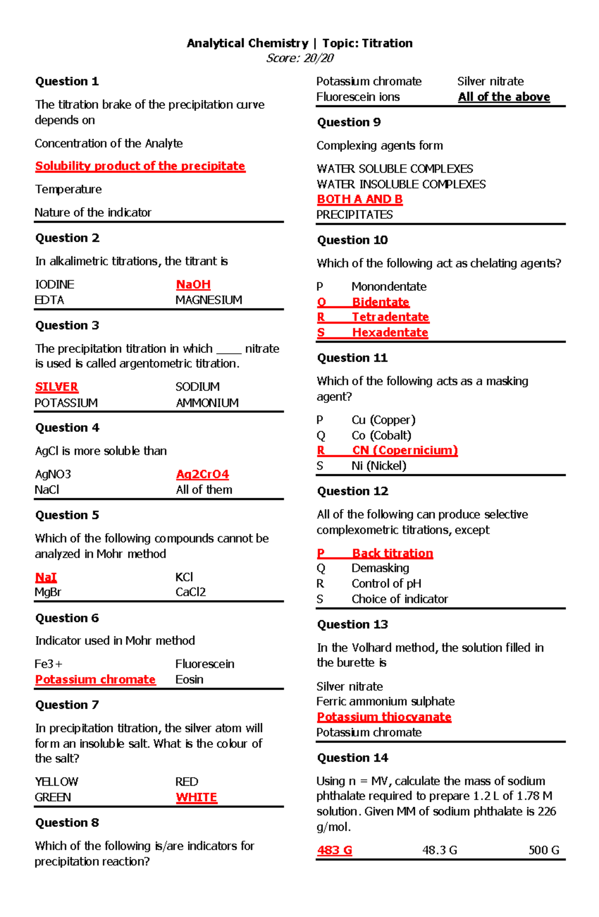 Analytical Chemistry Topic Titration Analytical Chemistry Topic