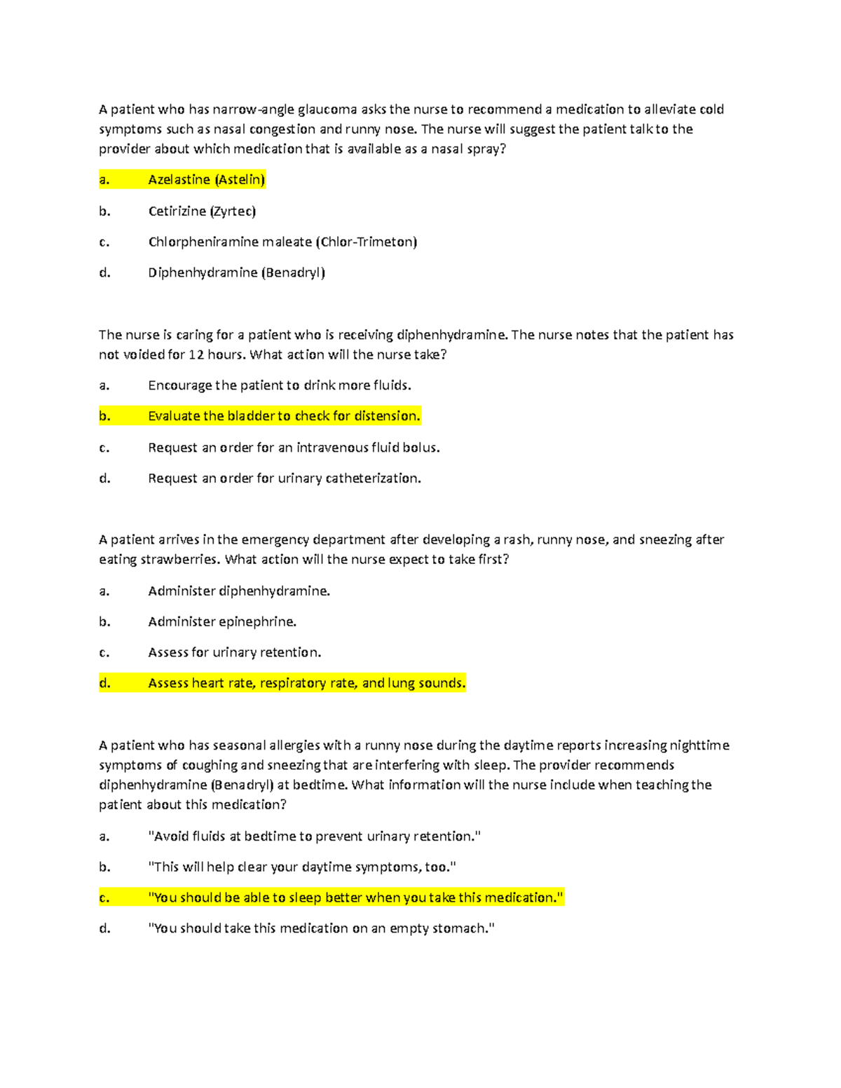 CH 35 Upper Respitory Practice - A patient who has narrow-angle ...