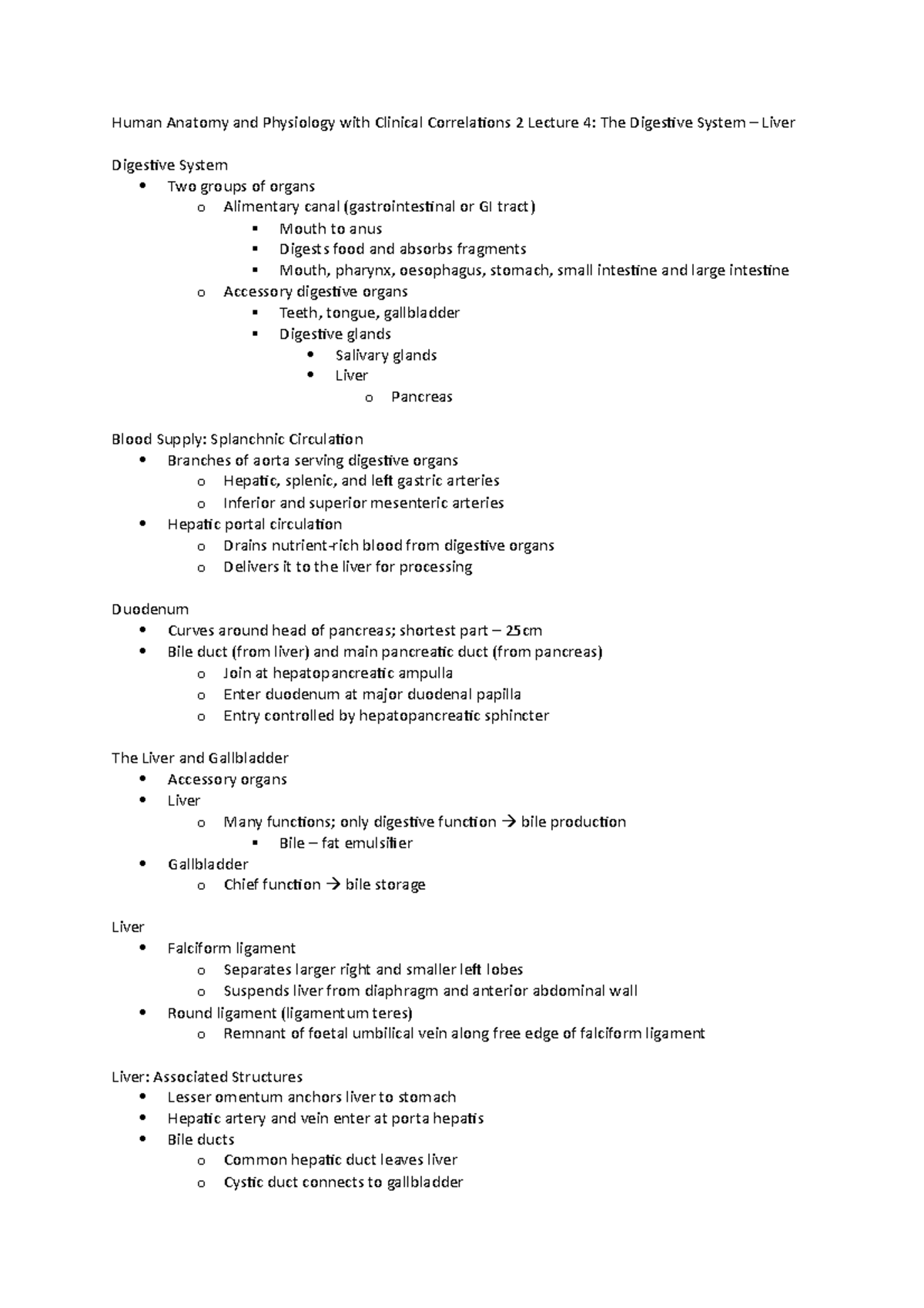 Lecture 4 Notes - The Liver Structure and Function - Human Anatomy and ...