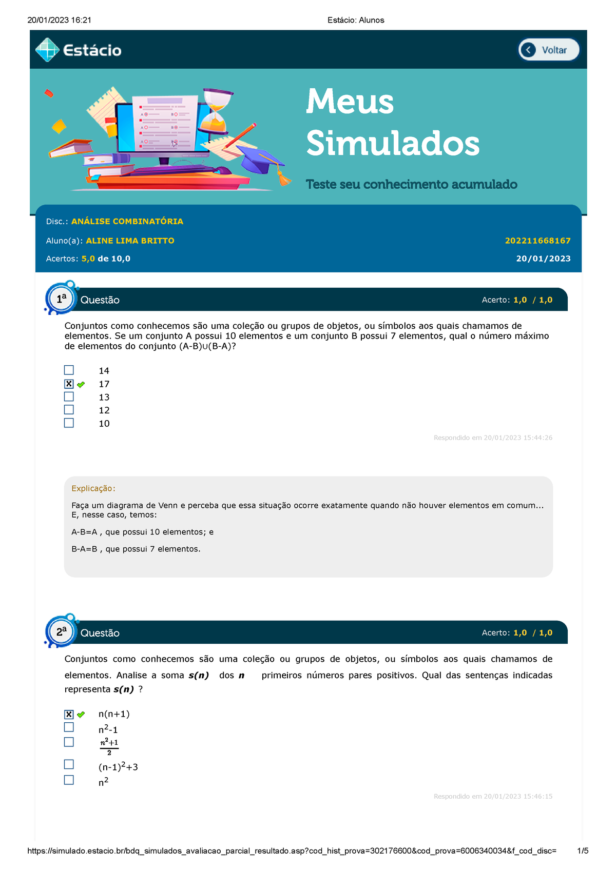 Gincana do conhecimento Simulado 2 , analise combinatoria