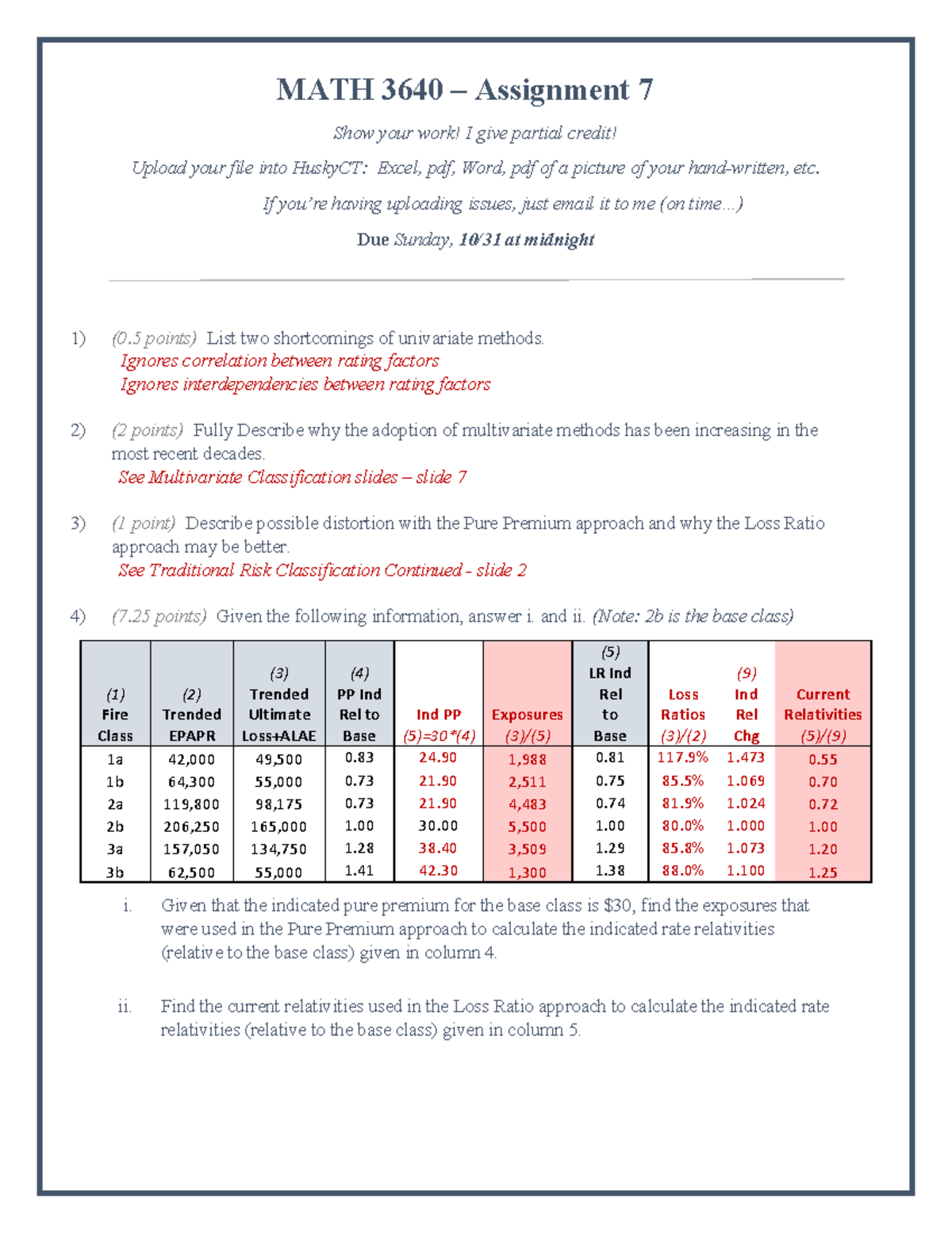 MATH 3640 Watt Assignment 7 with Answers - MATH 3640 – Assignment 7 ...