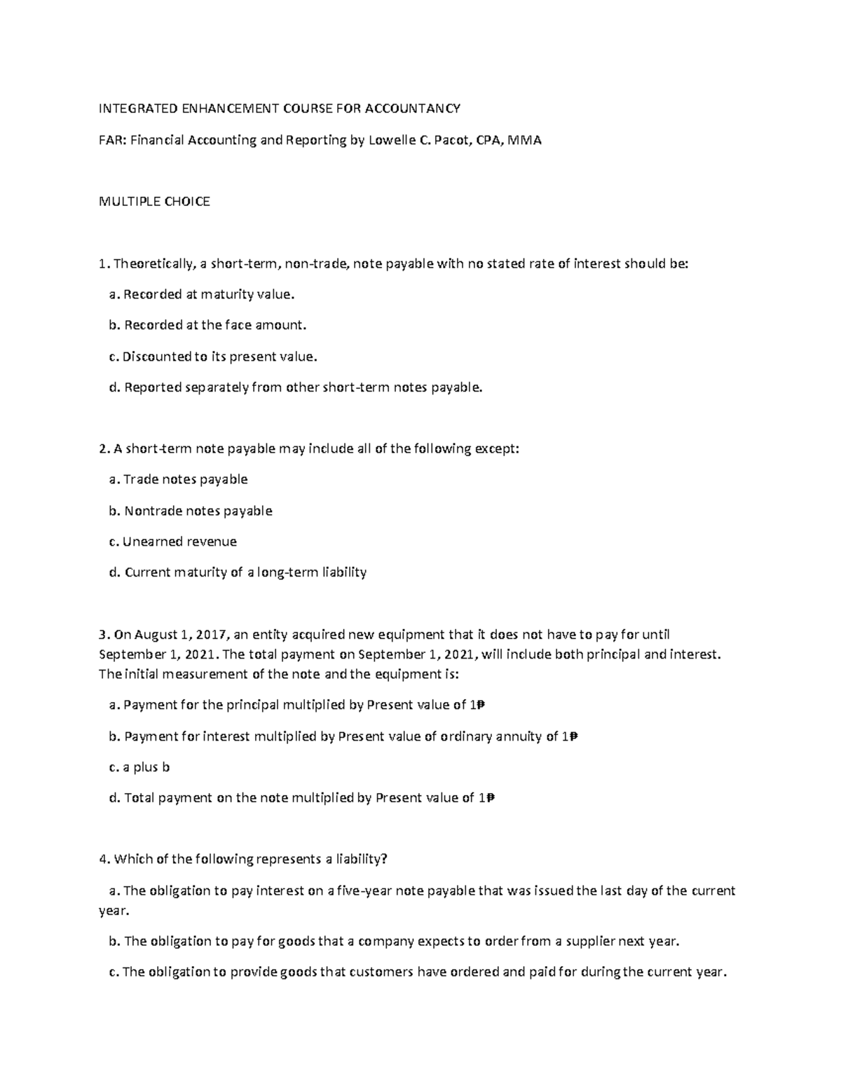 Non-Current Liabilities - INTEGRATED ENHANCEMENT COURSE FOR ACCOUNTANCY ...