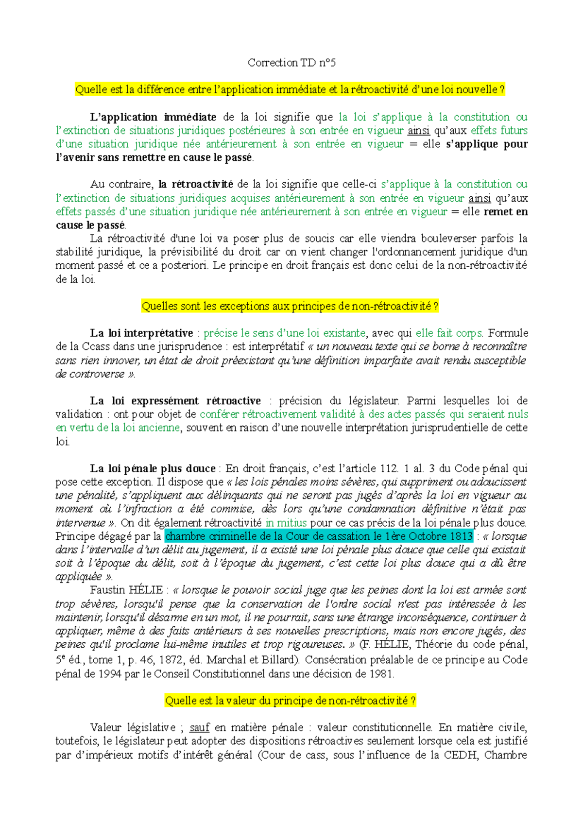 Correction-TD-n5 - correction td 5 - Correction TD n° Quelle est la ...