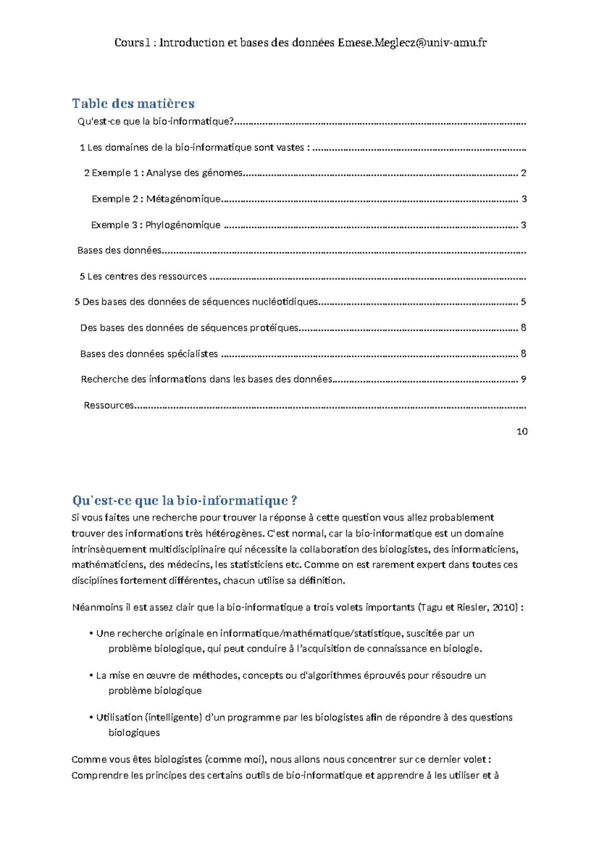 Cours 1 Introduction et bases des donnees - Cours1 : Introduction et ...