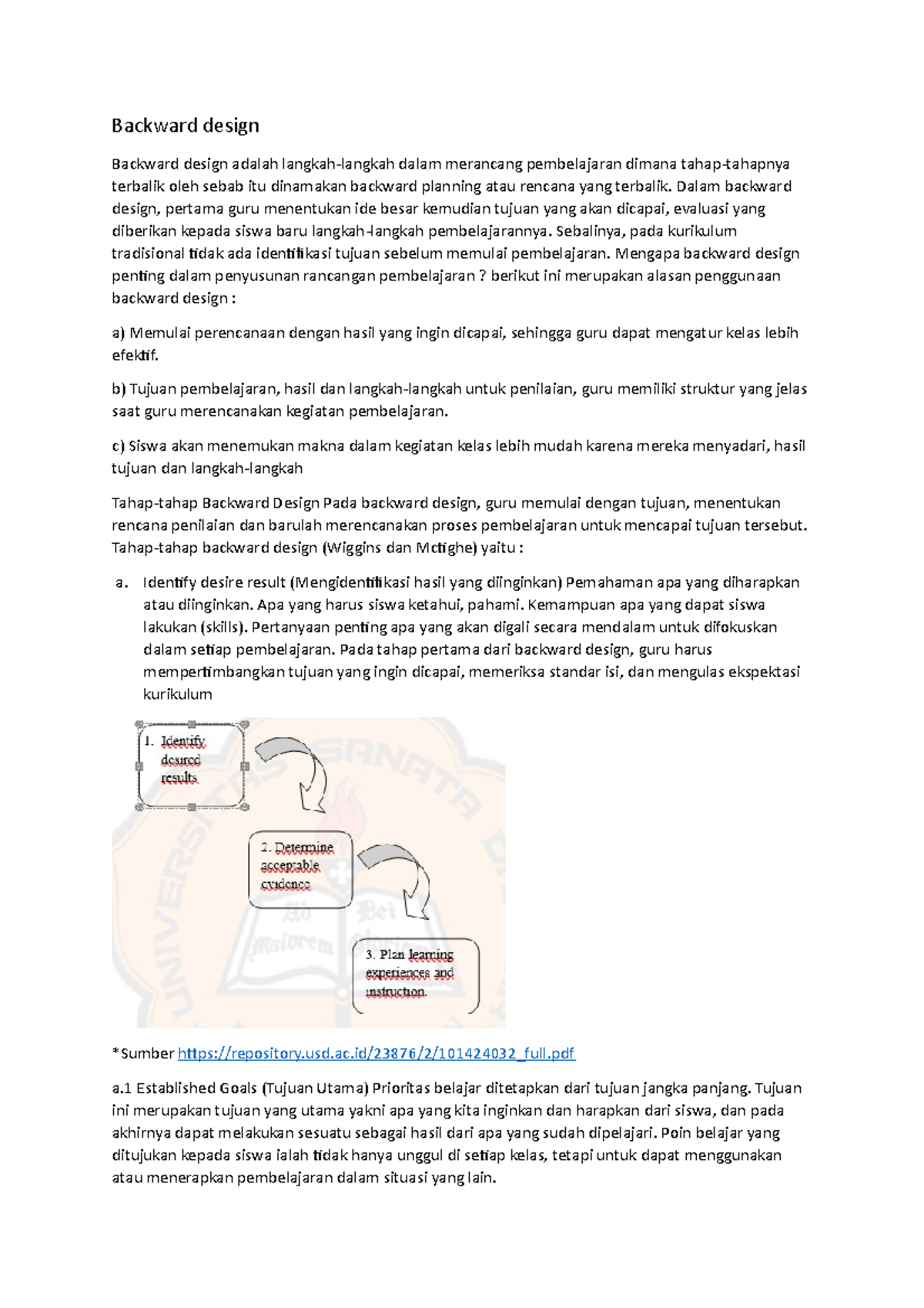 Backward design - pembelajaran - Backward design Backward design adalah