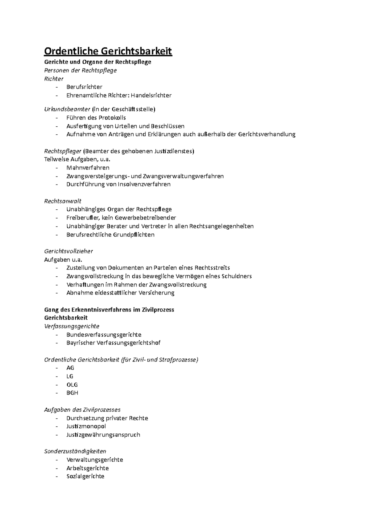 Rechtsstreitigeitenn - Ordentliche Gerichtsbarkeit Gerichte Und Organe ...