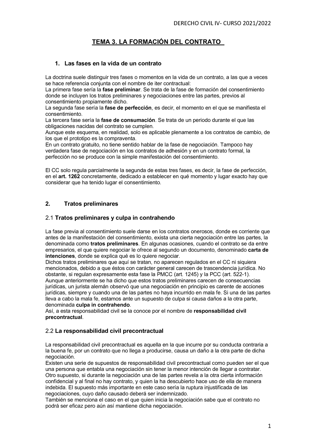 Tema 3 La Formación Del Contrato Tema 3 La FormaciÓn Del Contrato 1 Las Fases En La Vida De 8491