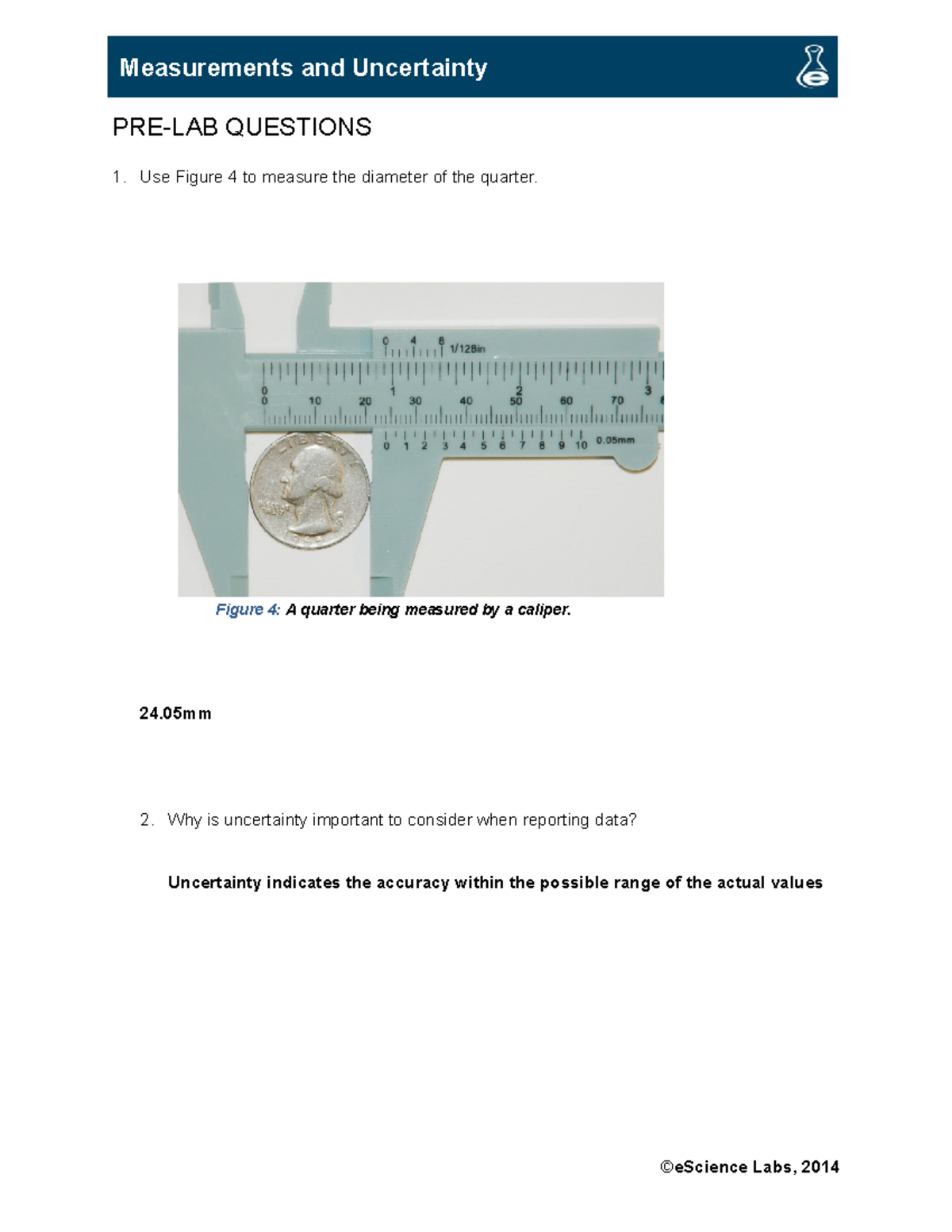 Module 1 Lab 3 Measurements and Uncertainty PRELAB QUESTIONS Use