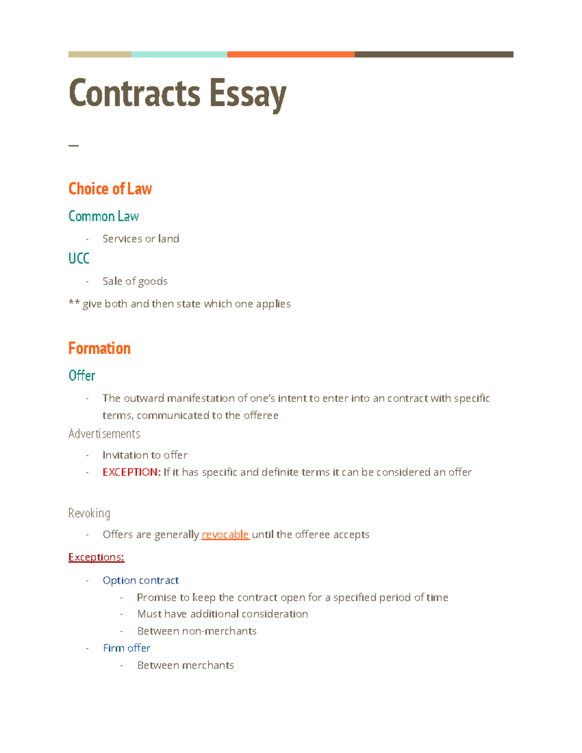 contract law essay studocu