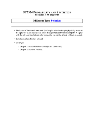 Midterms 22/23 s - ST2334 PROBABILITY AND STATISTICS SEMESTER I, AY ...