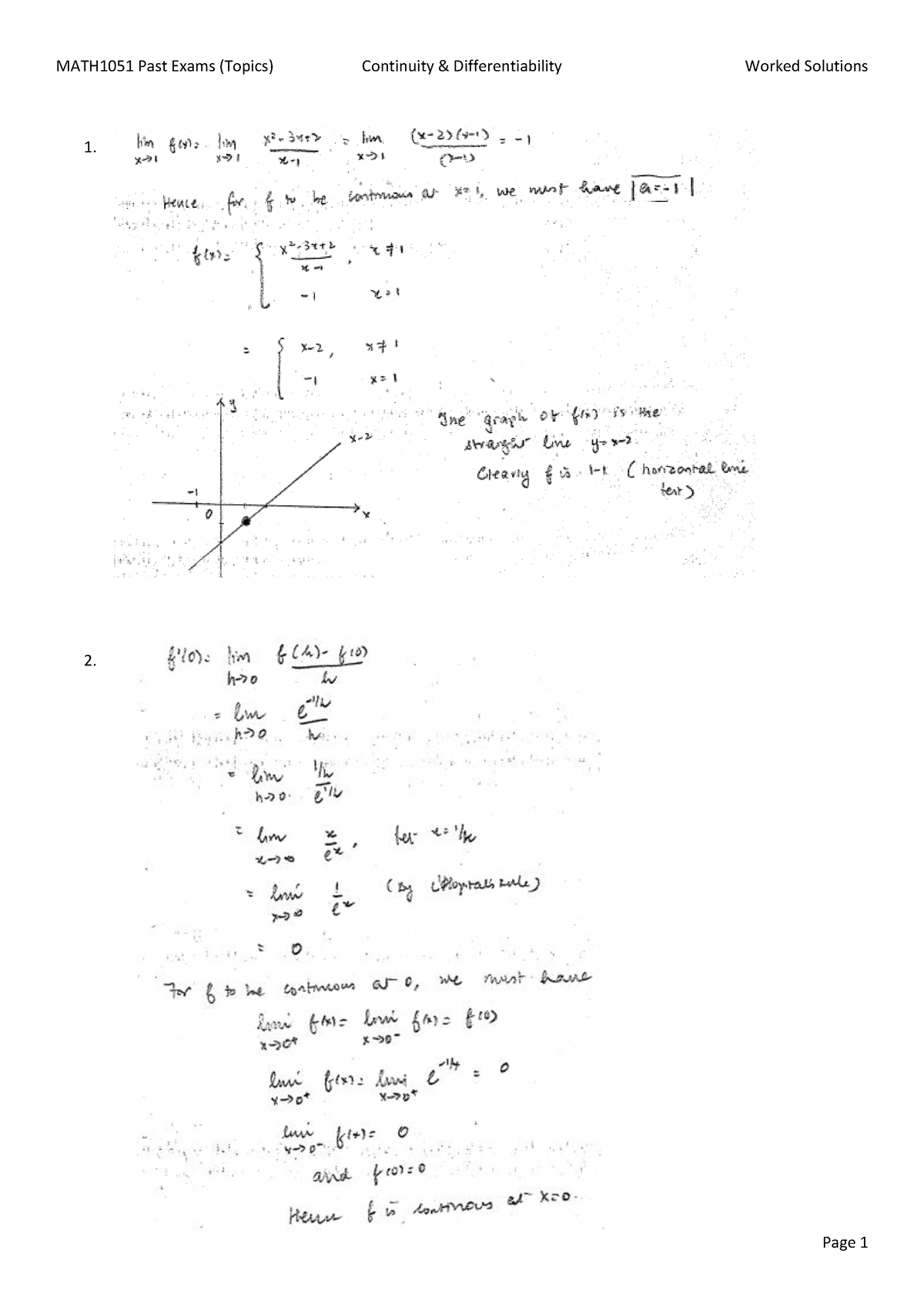 Continuity Sols - Lectures - 1. 2. Note: The Derivative Of𝑦 Ln 𝑏 = Ln 𝑦 ...