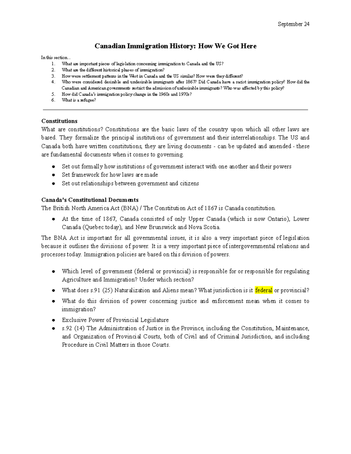 Week 3 POL 129 Lecture Canadian Immigration History How We Got