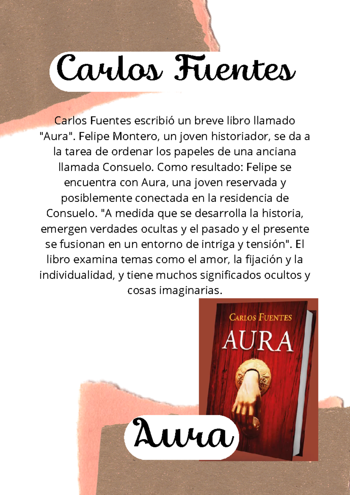 Sintesis de la novela de aura - Carlos Fuentes escribió un breve libro ...