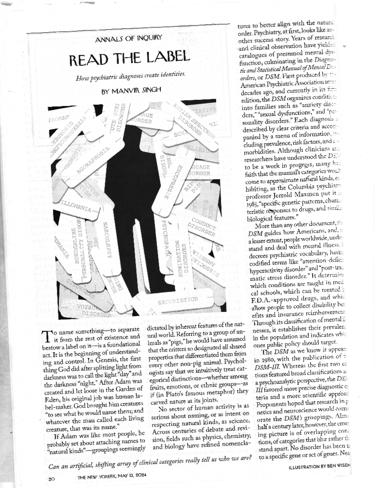 Read The Label on the DSM5 from 51324 New Yorker tures to better align with the natural