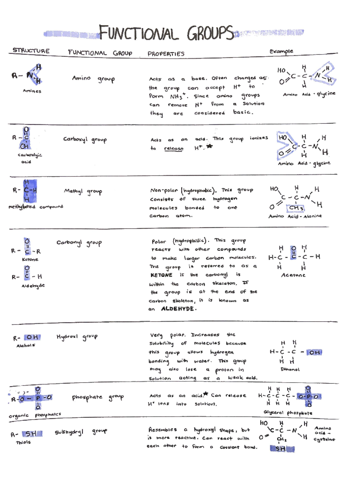 Functional Groups Chart - BIO 111 - Studocu