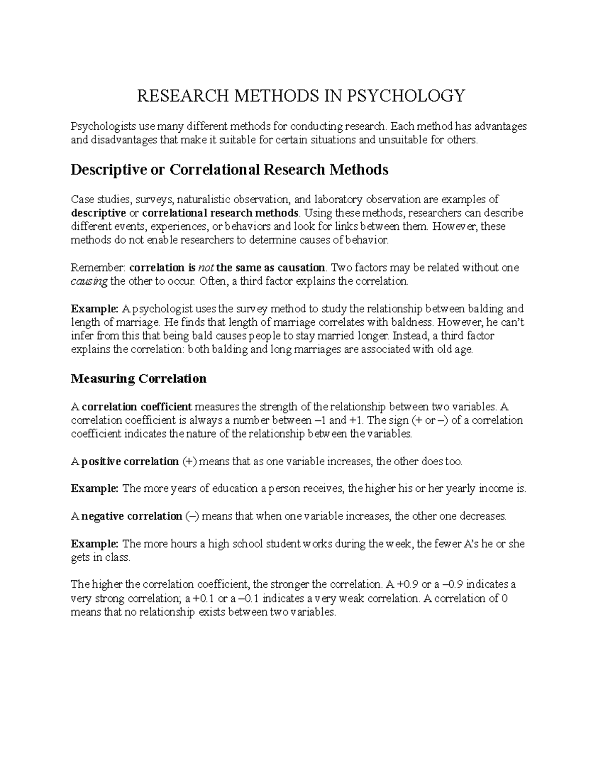 Collin College PSY 2301 Research Methods in Psychology Notes RESEARCH