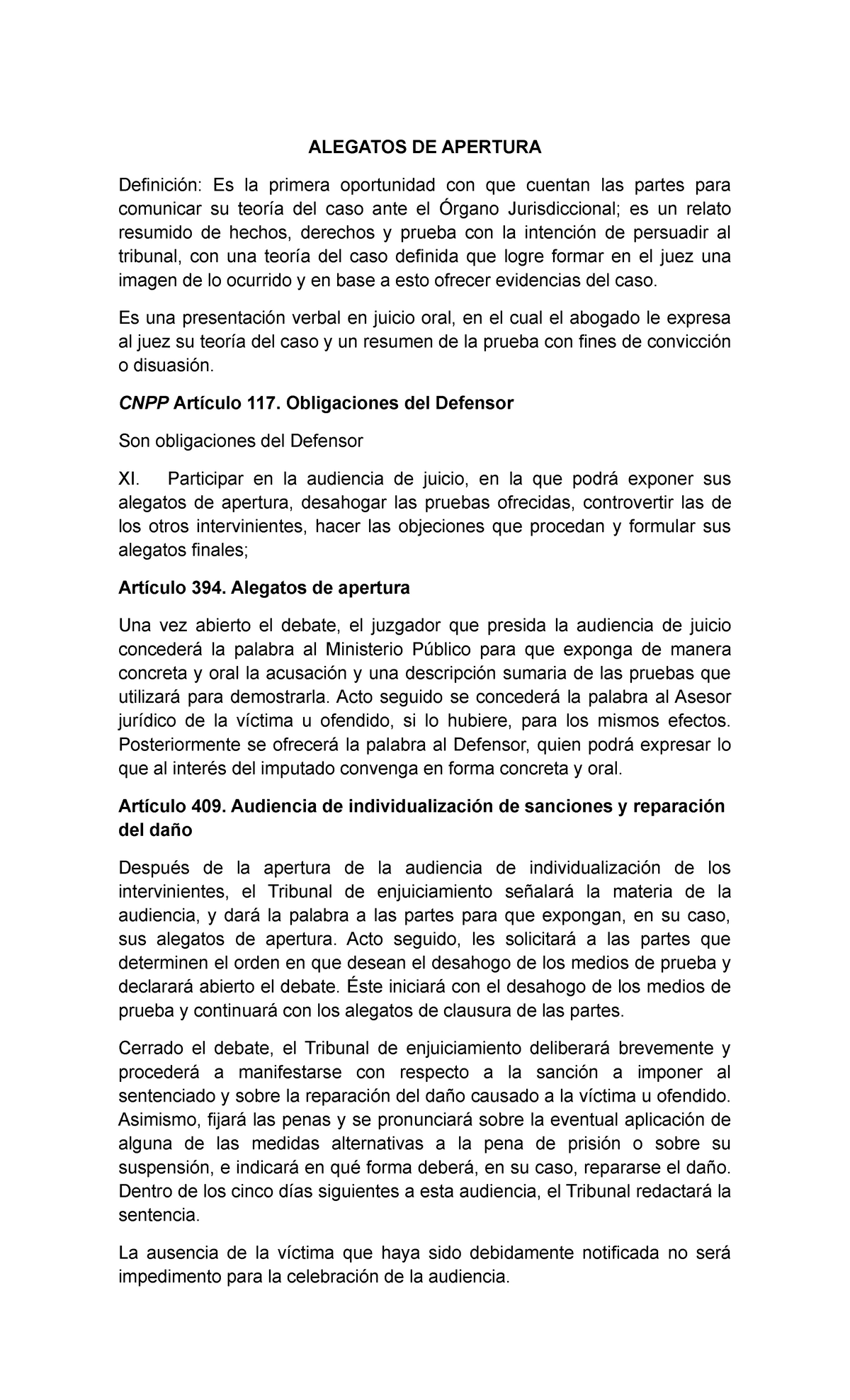 Ejemplos De Alegatos De Apertura Juicio Oral Penal Va - vrogue.co