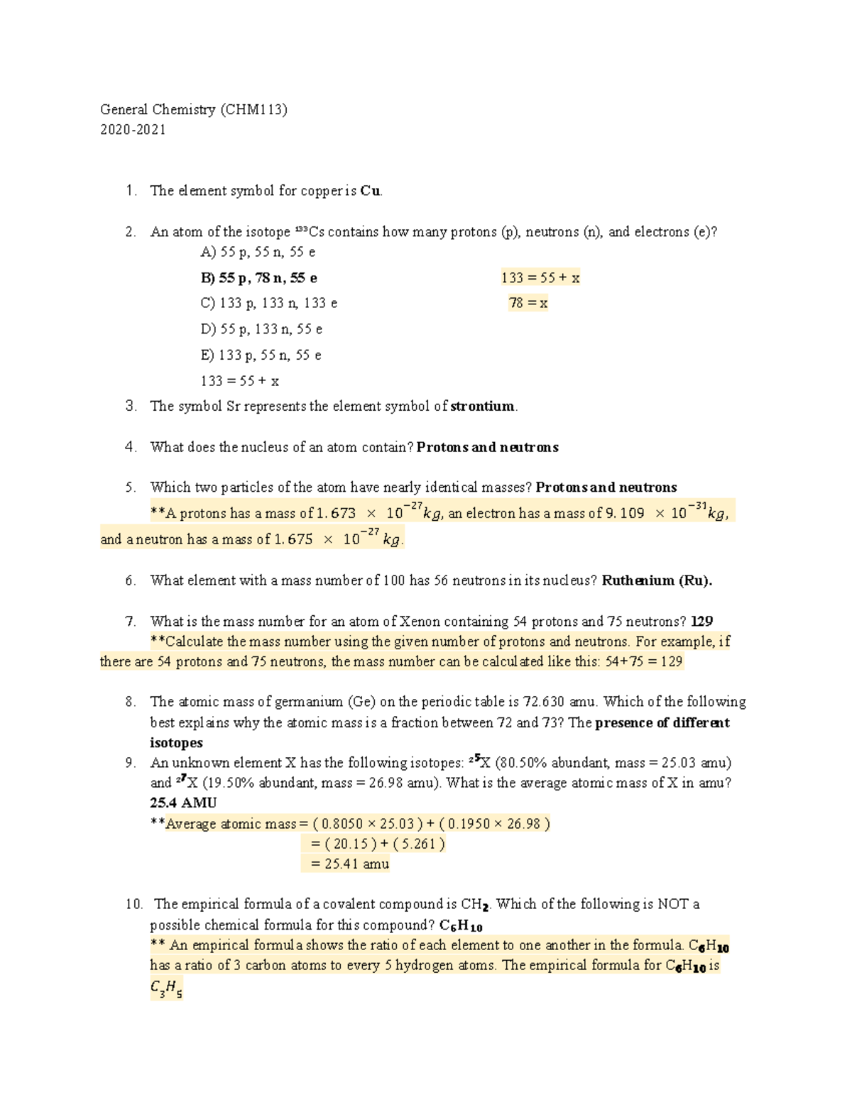 CHEM113- Chapter 2- Part 1 - General Chemistry (CHM113) 2020- The ...