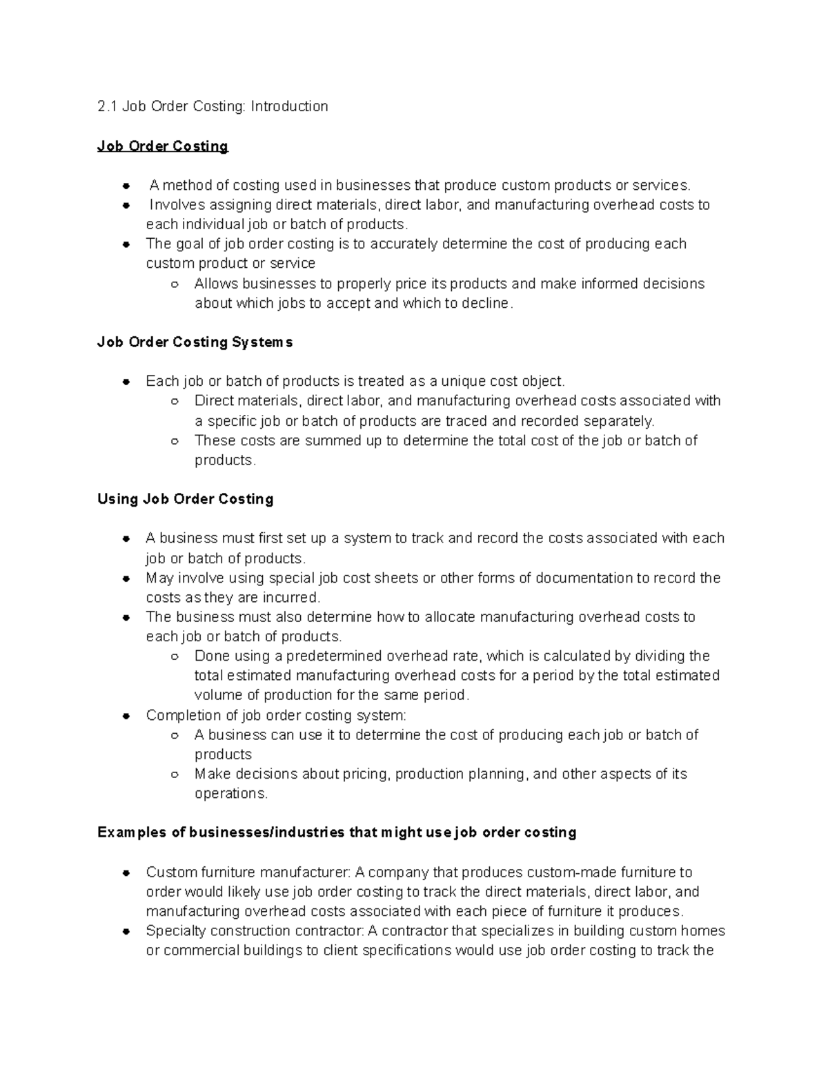2 1 Job Order Costing Introduction 2 Job Order Costing Introduction 2-1-job-order-costing-introduction-2-job-order-costing-introduction