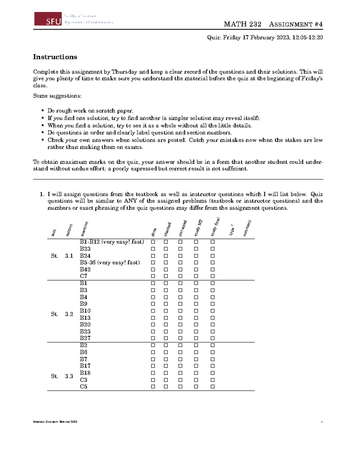 232a4-3 - 232 lecture notes and practice material - MATH 232 ASSIGNMENT ...