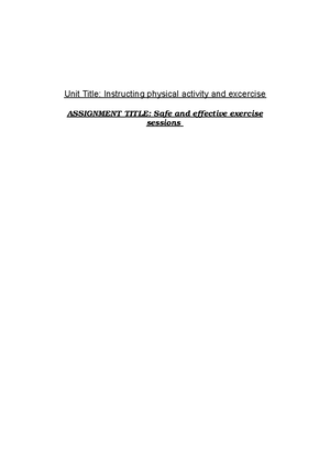 6 Week Exercise Programme - Assignment - Instructing Physical Activity ...