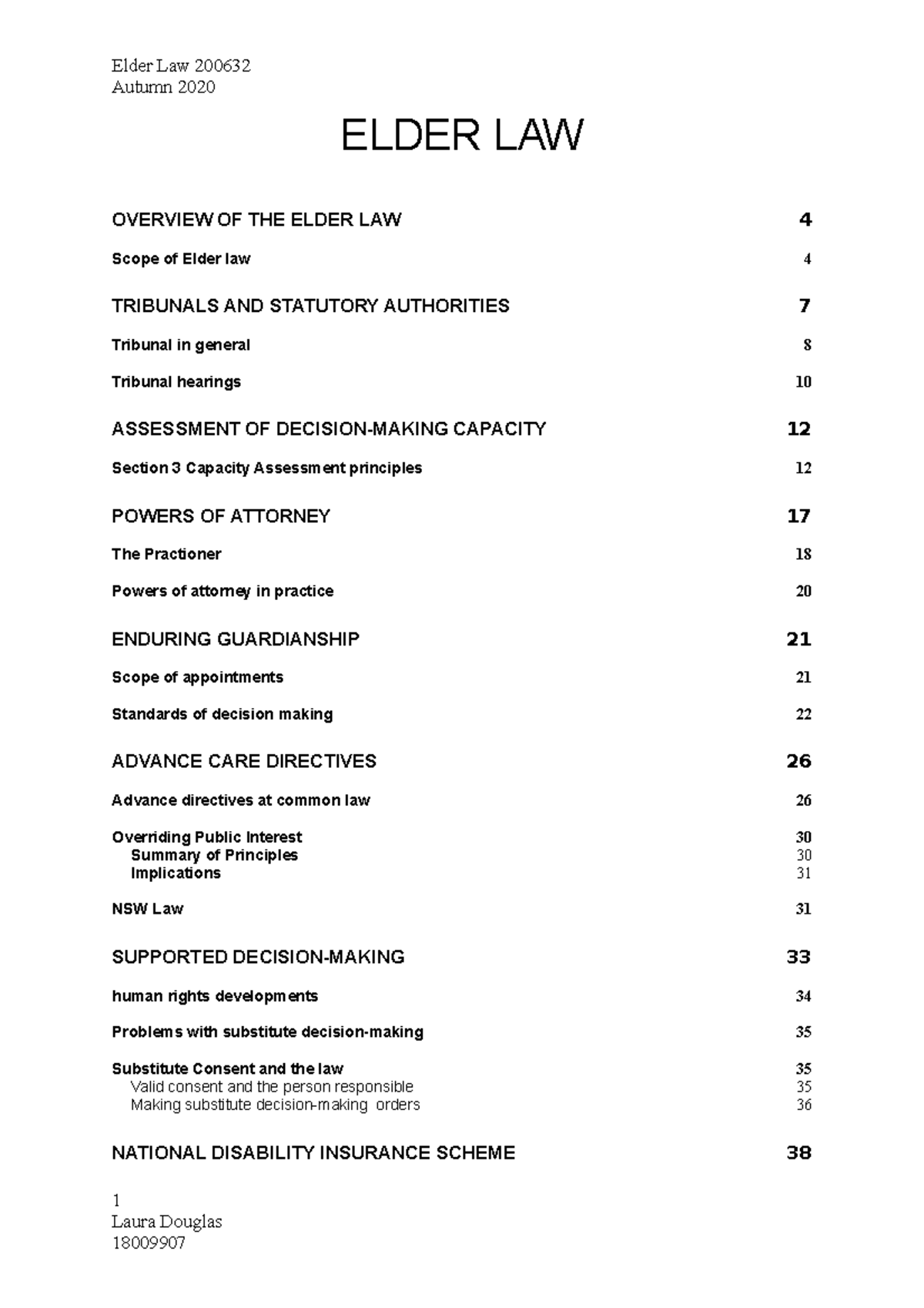 Elder Law Notes ELDER LAW Autumn OVERVIEW OF THE ELDER LAW Scope Of 