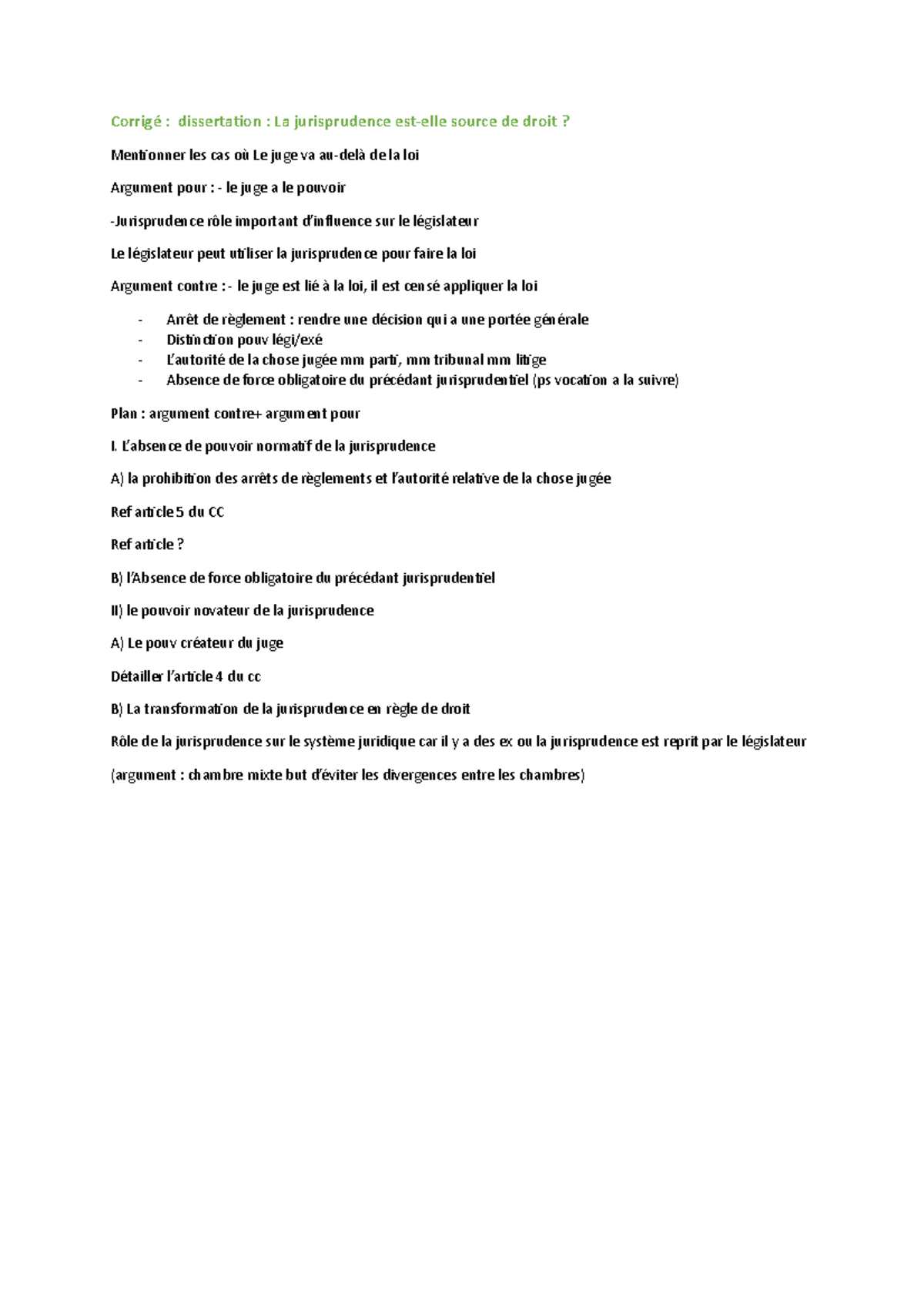 la jurisprudence est elle une source du droit dissertation pdf