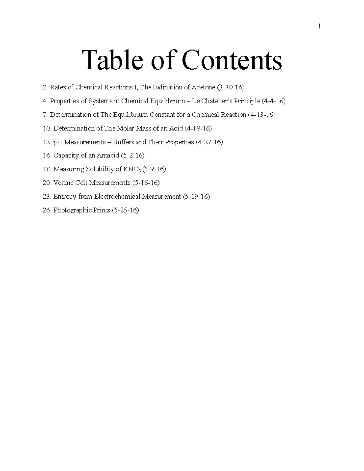 CHEM 1103 - 1A Lab Notes - Table of Contents Rates of Chemical ...