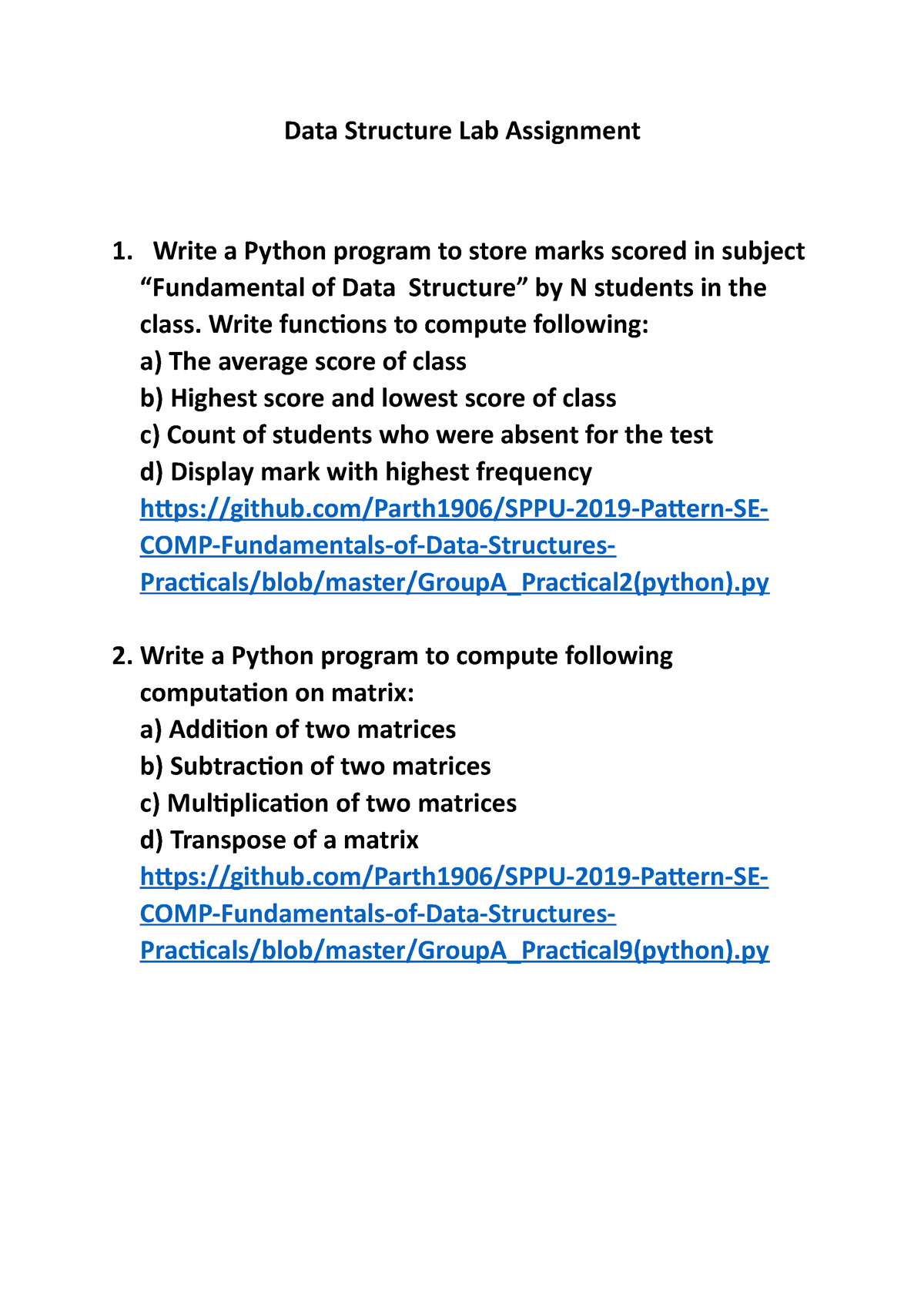 data structure lab assignment