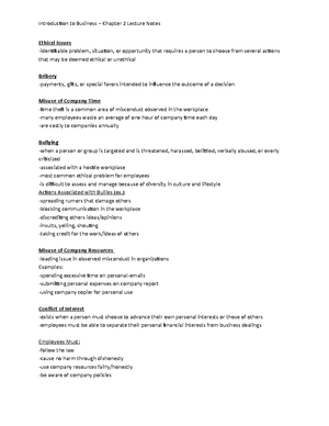 Intro to Bus Chapter 1 -3 - Introduction to Business – Chapter 1 ...