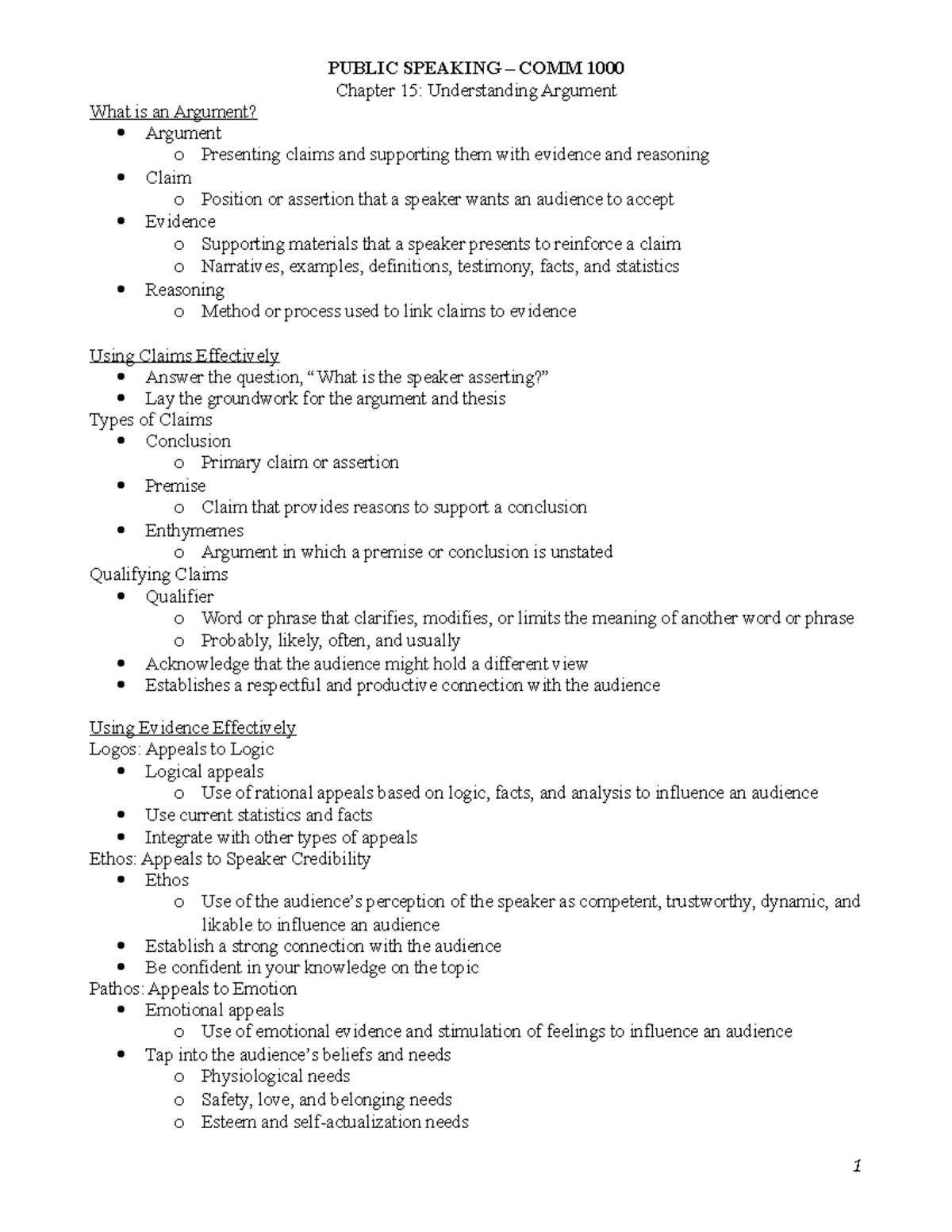 Chapter 15 - comm 1000 - PUBLIC SPEAKING – COMM 1000 Chapter 15 ...