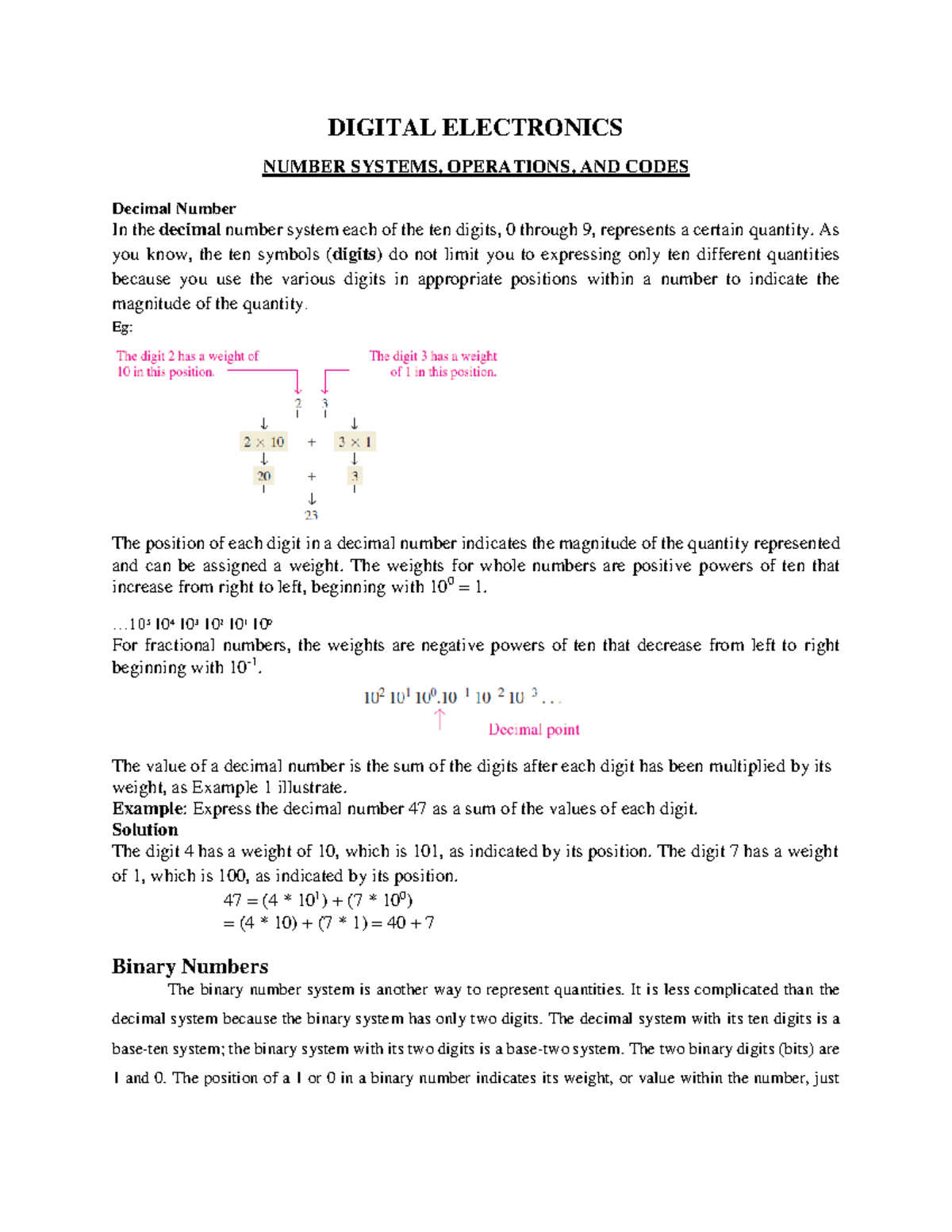 Digital electronics Number system DIGITAL ELECTRONICS NUMBER