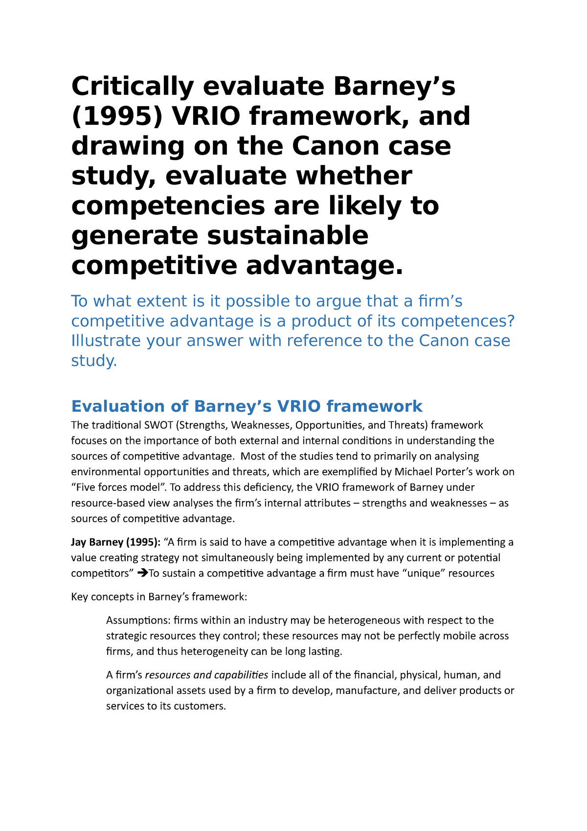 Exam Note - CANON Cases study - Critically evaluate (1995 Sns-Brigh10