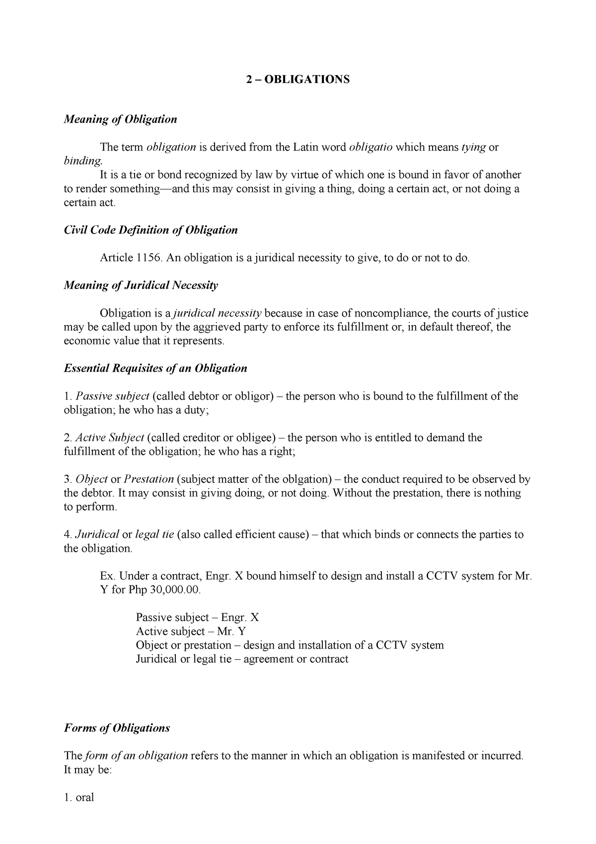 2-obligations - A Lecture Notes For Laws And Contracts - 2 ...