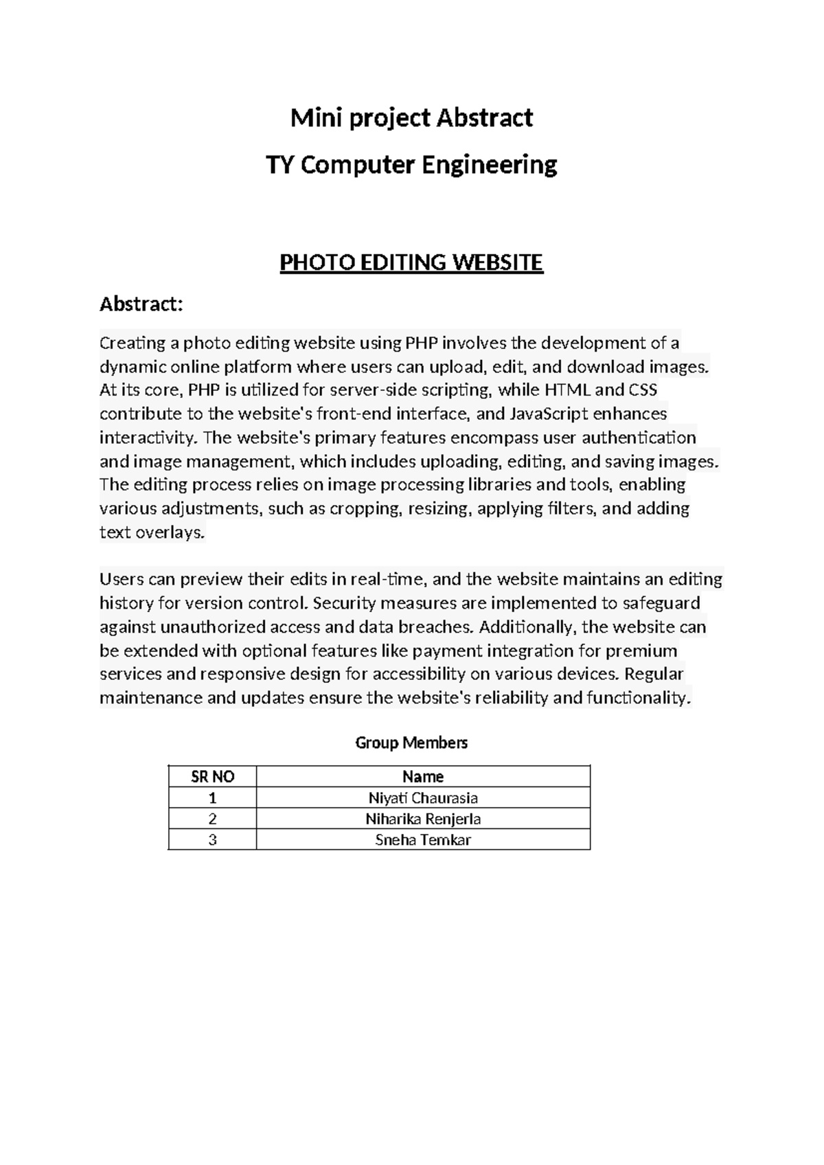 Mini project Abstract - At its core, PHP is utilized for server-side ...