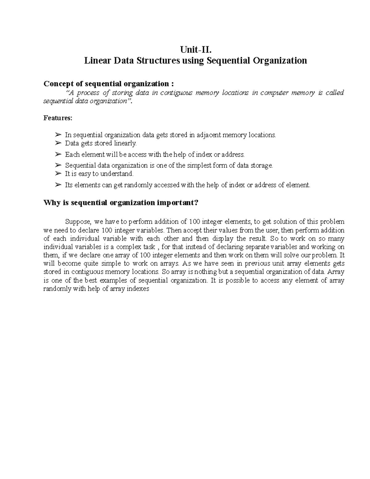 Important SPPU material - Unit-II. Linear Data Structures using ...