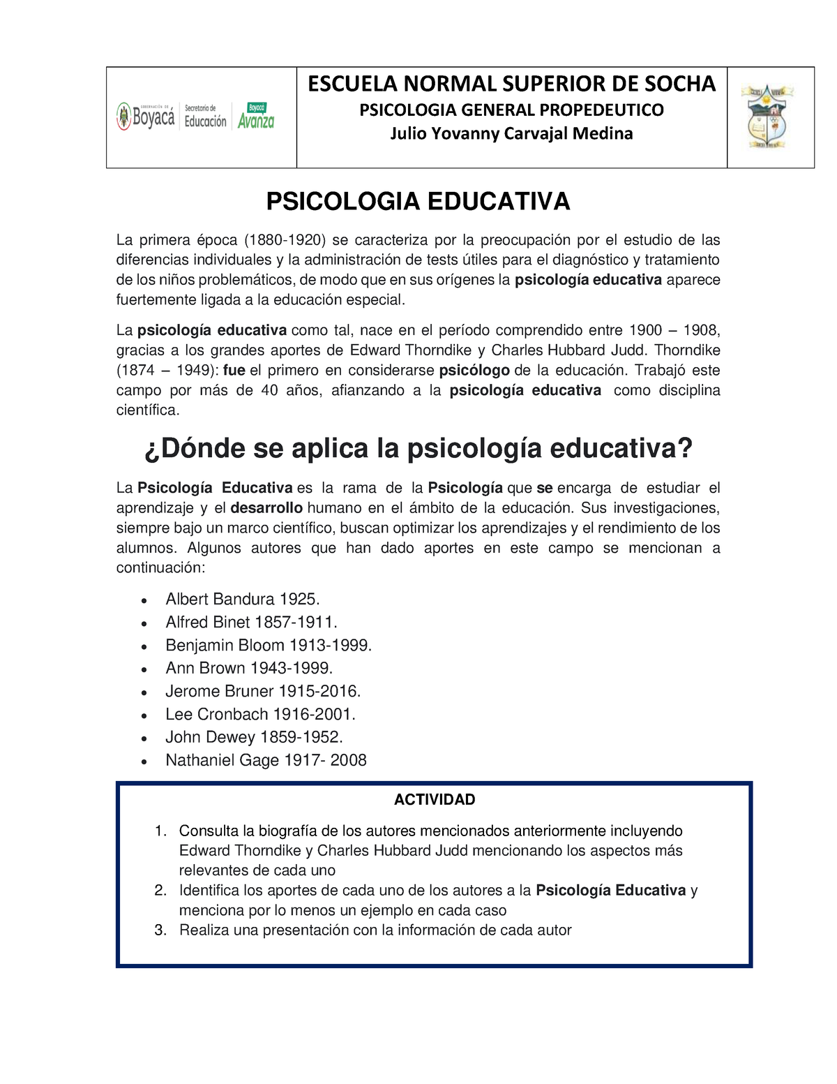 Psicologia Educativa - ESCUELA NORMAL SUPERIOR DE SOCHA PSICOLOGIA ...