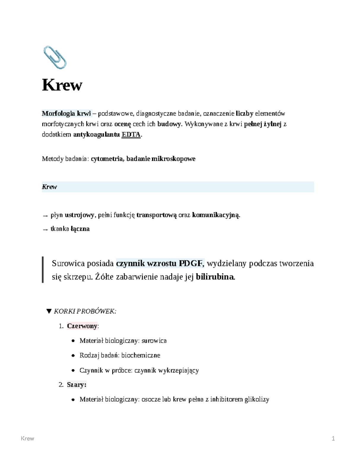 Notatki Krew Dietetyka - ¼ Krew Morfologia Krwi – Podstawowe ...