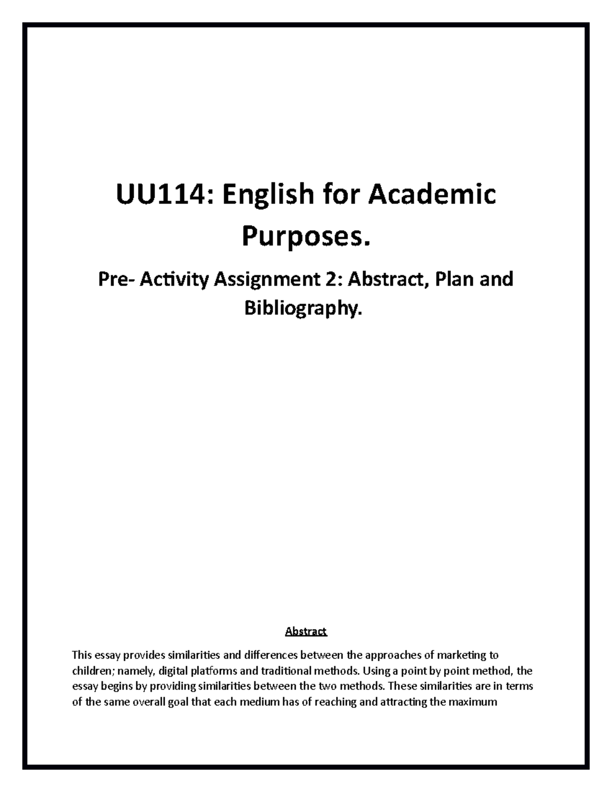 Assignment 3 Report - UU114: English for Academic Purposes. Pre ...
