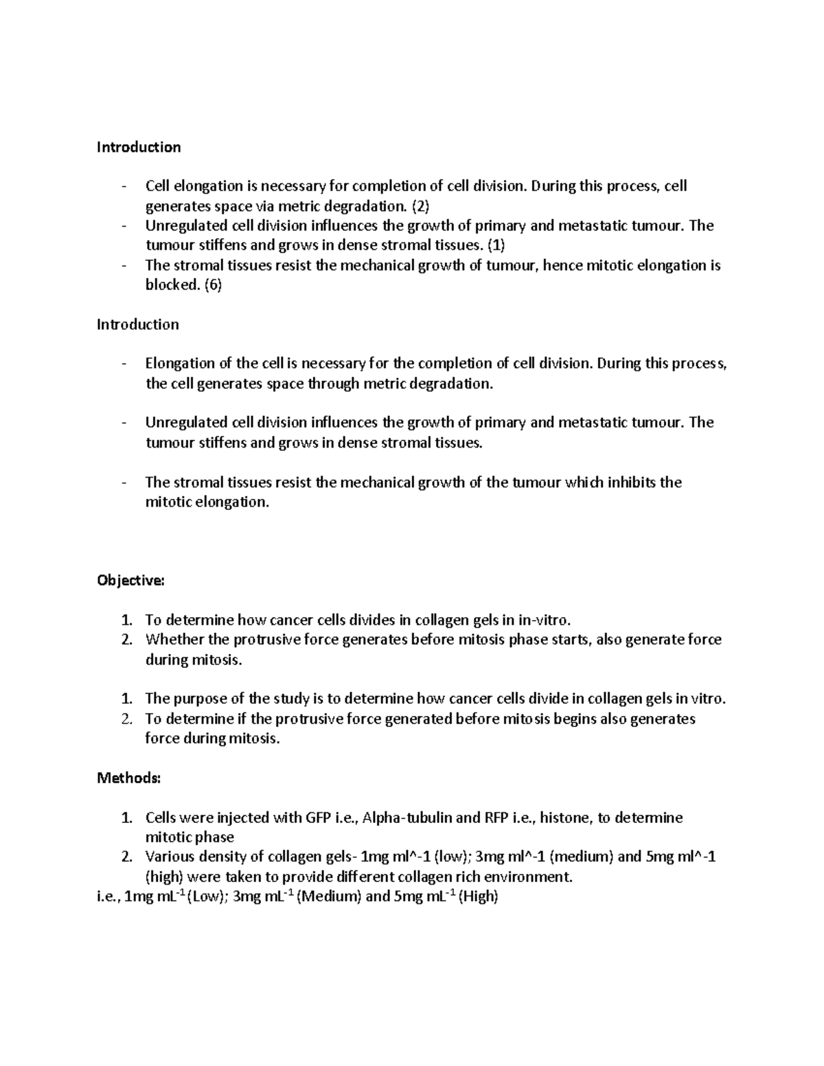 Cell Biology Scientific Poster script and references Introduction