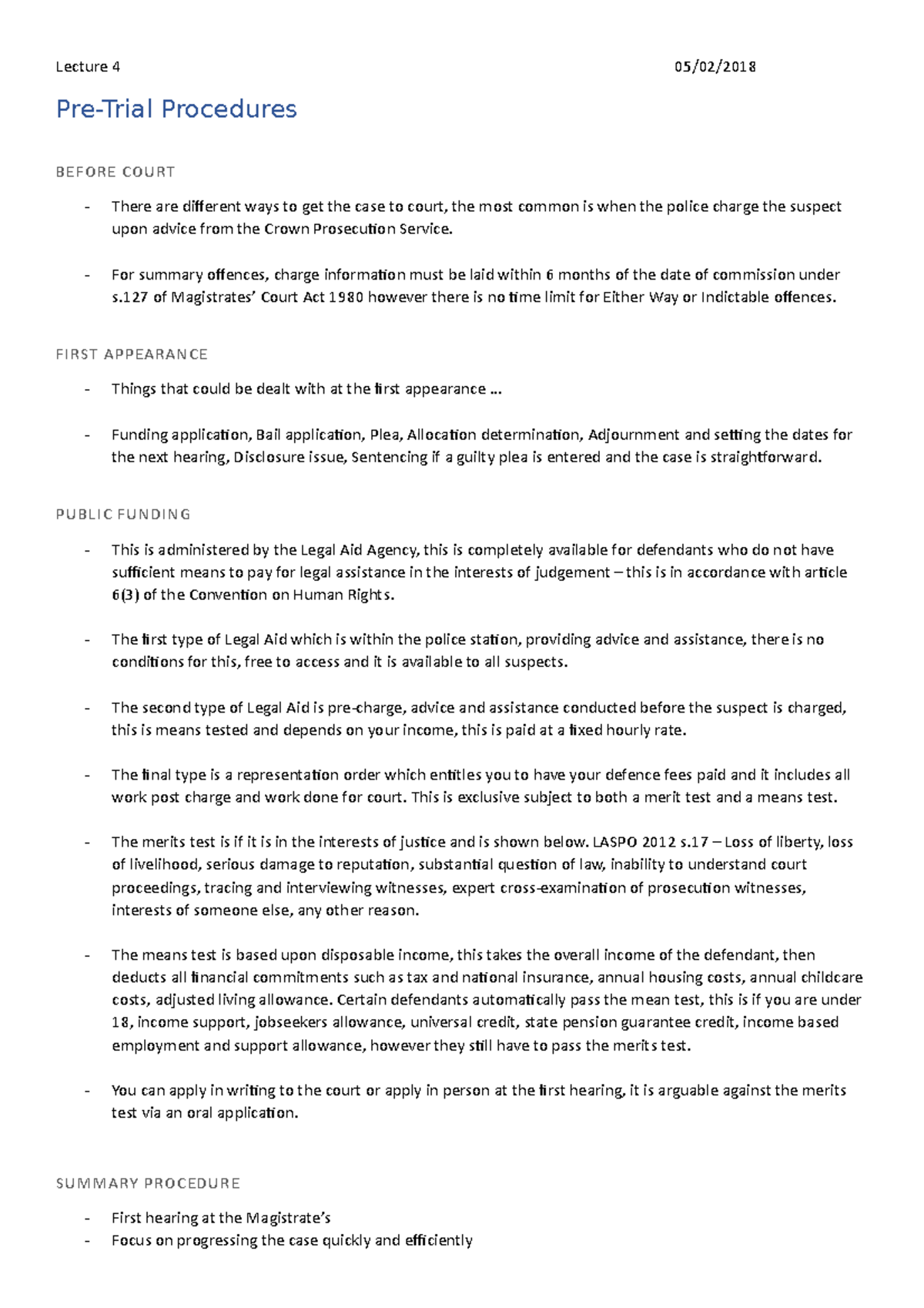 4. PreTrial Procedures Lecture 4 05/02/ PreTrial Procedures BEFORE COURT There are diferent
