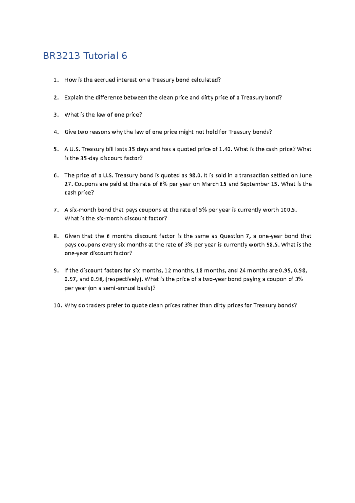 BR3213 T6 Nil BR3213 Tutorial 6 1 How Is The Accrued Interest On A
