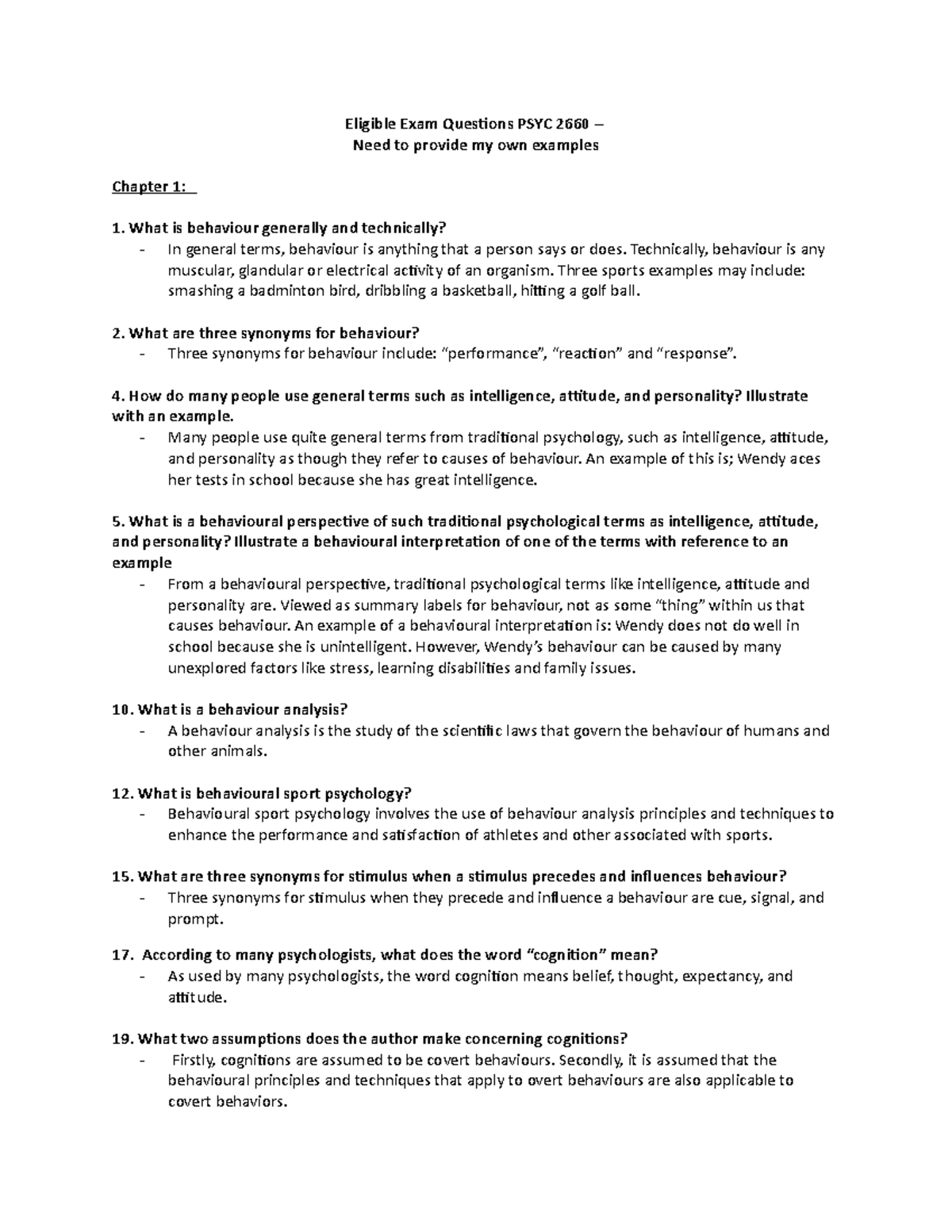 Practice Questions - FALL 2020 Semester - A+ Grade - Eligible Exam ...