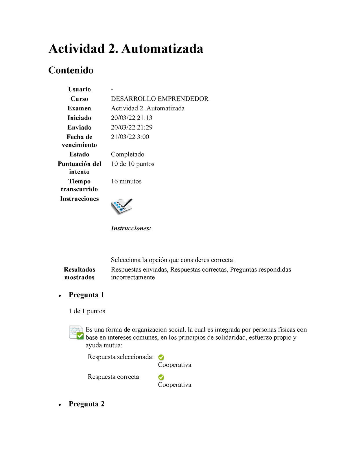 Actividad 2. Automatizada, Selecciona La Opción Que Consideres Correcta ...