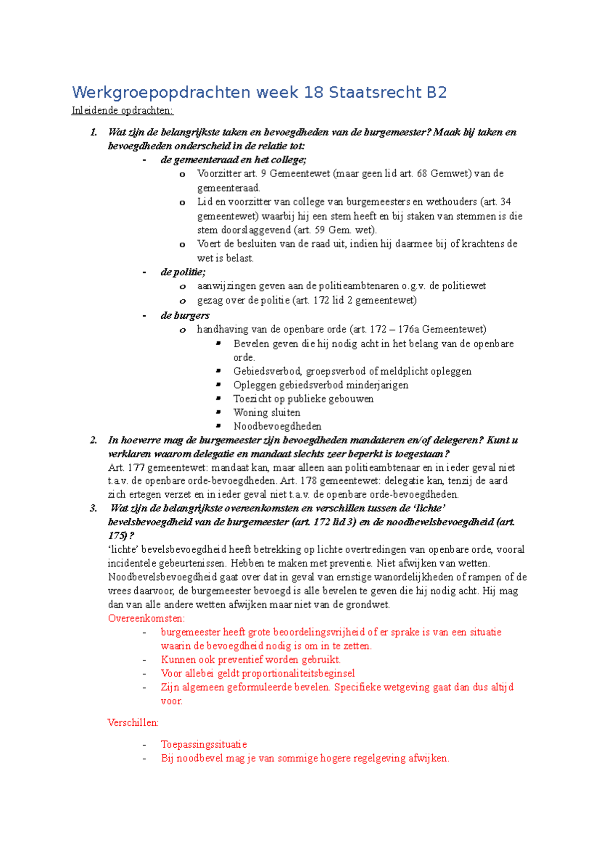 Werkgroepopdrachten Week 18 Staatsrecht - Werkgroepopdrachten Week 18 ...