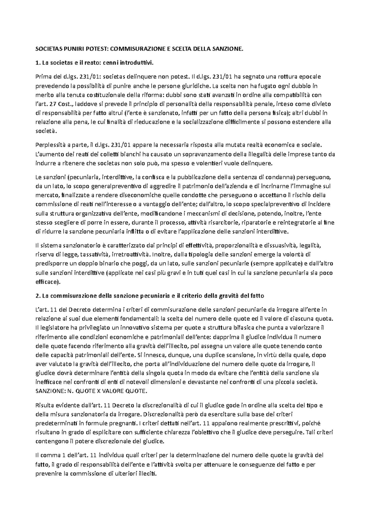 6. Societas Puniri Potest Commisurazione E Scelta Della Sanzione ...