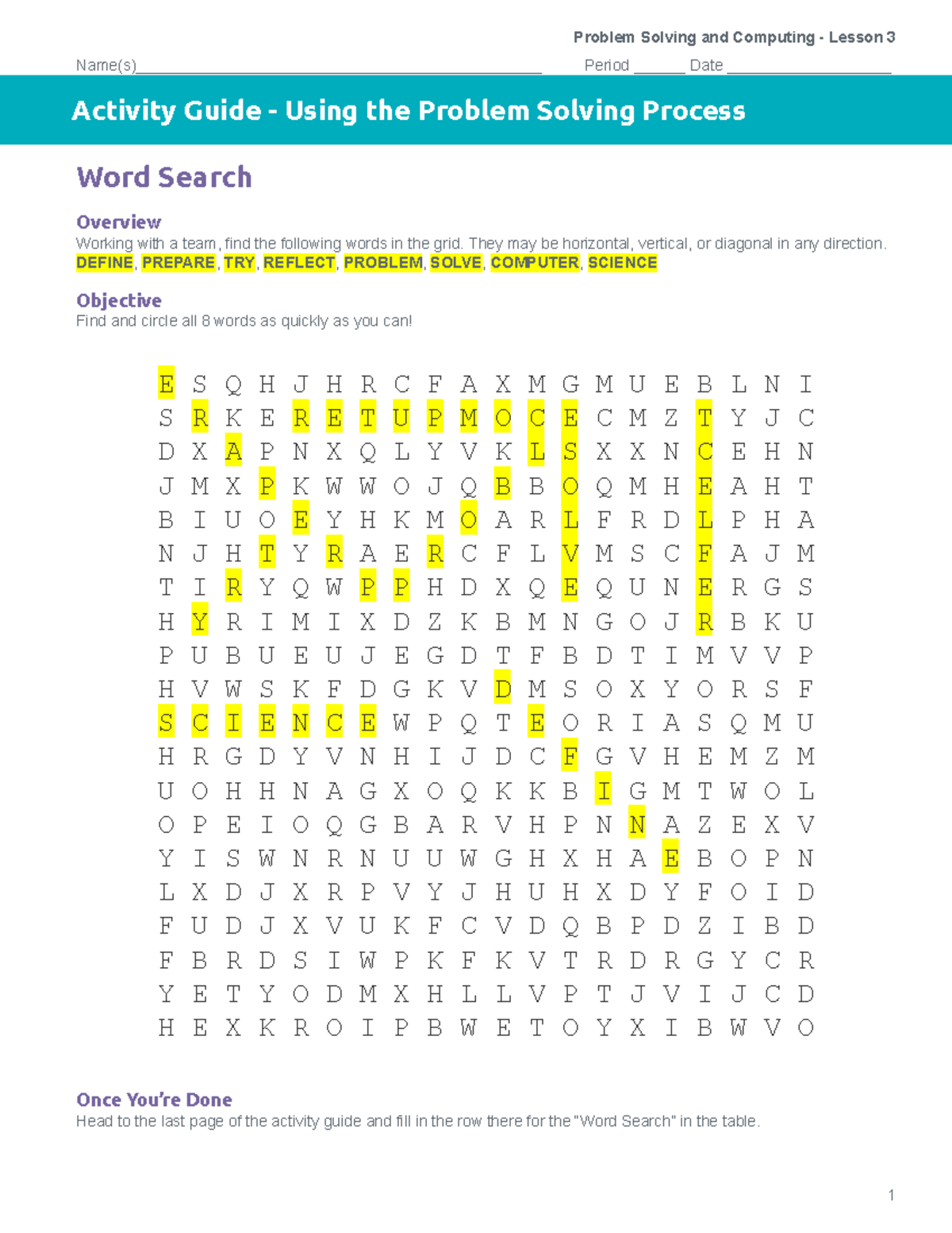 Copy of U1L03 - Activity Guide - Using the Problem Solving Process ...