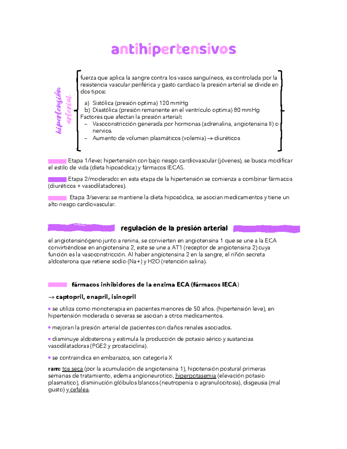 Antihipertensivos Resumen Farmacolog A Antihipertensivos